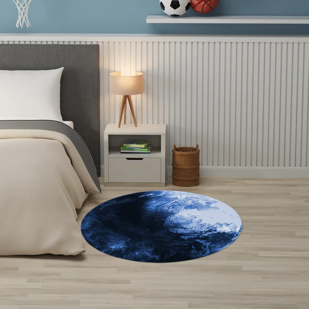 Kids Terra Mater Blue 5' Round Rug - Thumbnail - Image 2