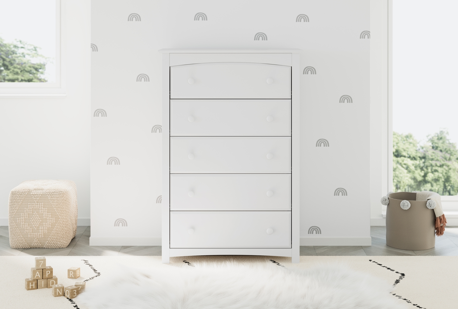 Kids Theophilus White 5 Drawer Chest - Thumbnail - Image 2