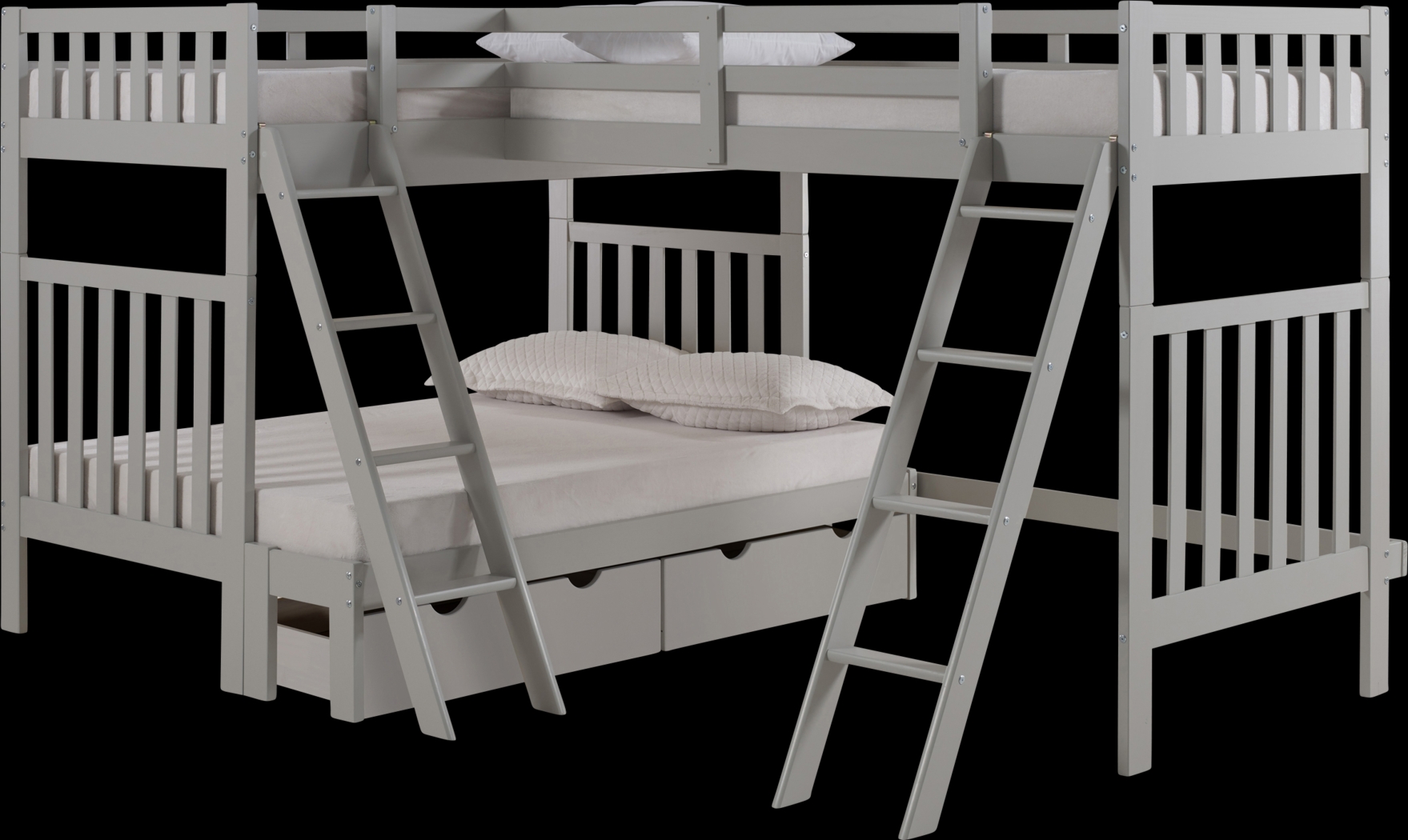 Kids Tillcester Dove Gray Twin/Twin/Full Bunk Bed with Storage - Thumbnail - Image 1