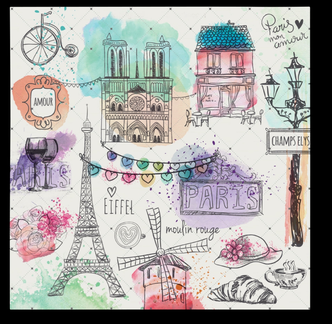 Kids Tourist in Paris White Artwork - Thumbnail - Image 1