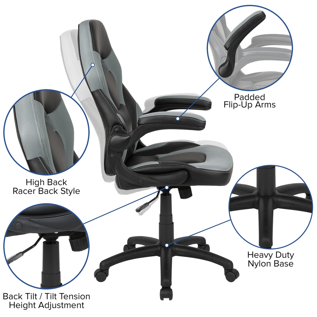 Tournne Gray Office Gaming Chair - Thumbnail - Image 11
