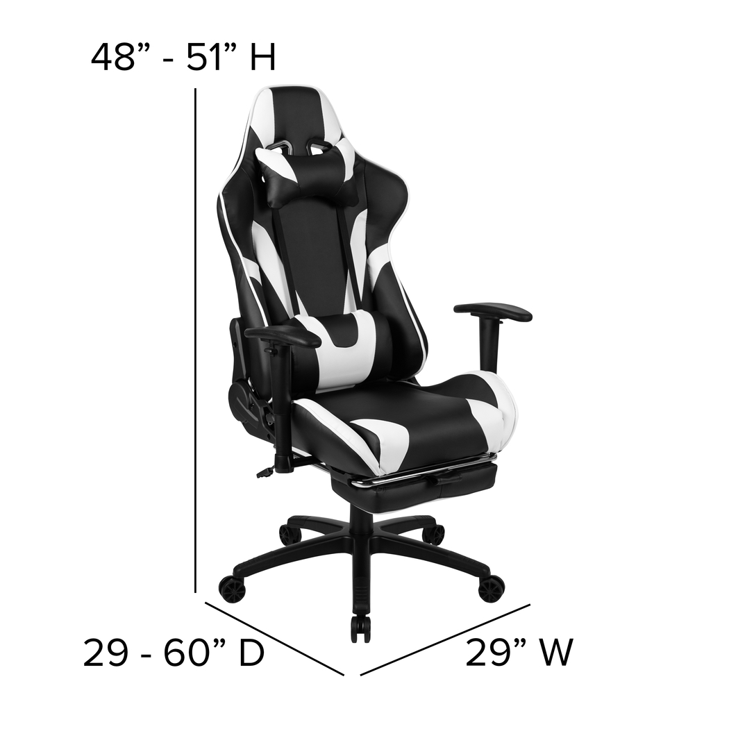 Trexxe White Ergonomic PC Gaming Chair with Footrest - Thumbnail - Image 11