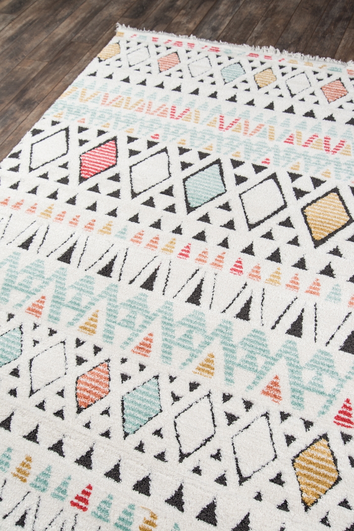 Kids Triangle Dance White 5'3 x 7'2 Rug - Thumbnail - Image 2