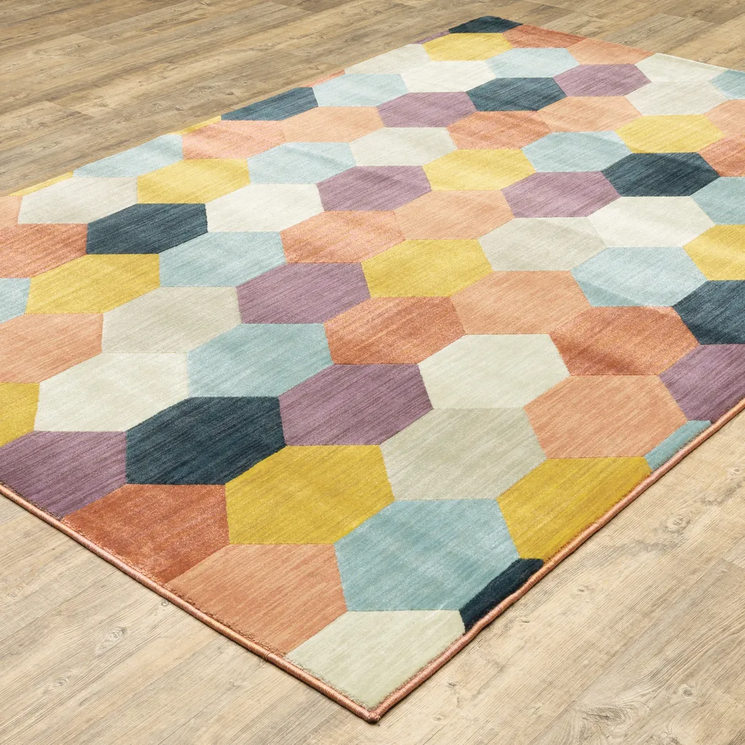 Kids Tropical Scales Rainbow 5'3 x 7'6 Rug - Thumbnail - Image 2