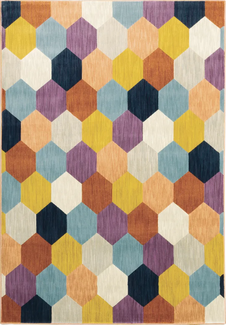 Kids Tropical Scales Rainbow 5'3 x 7'6 Rug - Thumbnail - Image 1