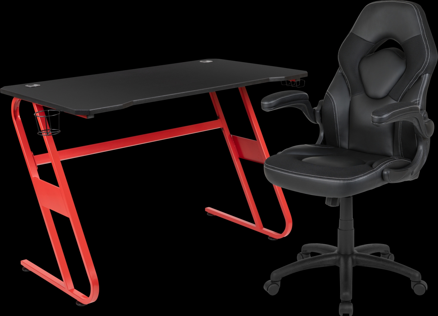 Kids Turole Red/Black Gaming Desk and Chair Set - Thumbnail - Image 1