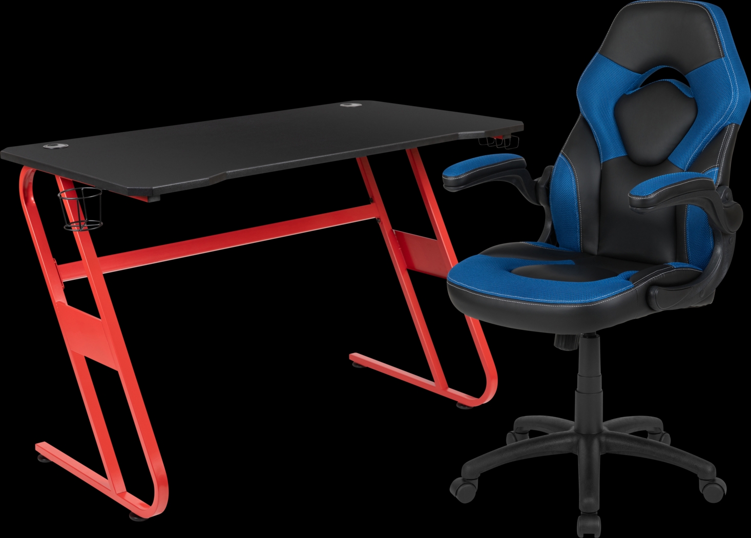 Kids Turole Red/Blue Gaming Desk and Chair Set - Thumbnail - Image 1