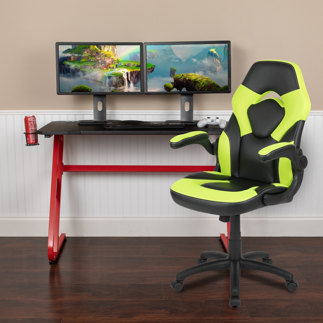 Kids Turole Red/Lime Gaming Desk and Chair Set - Thumbnail - Image 2
