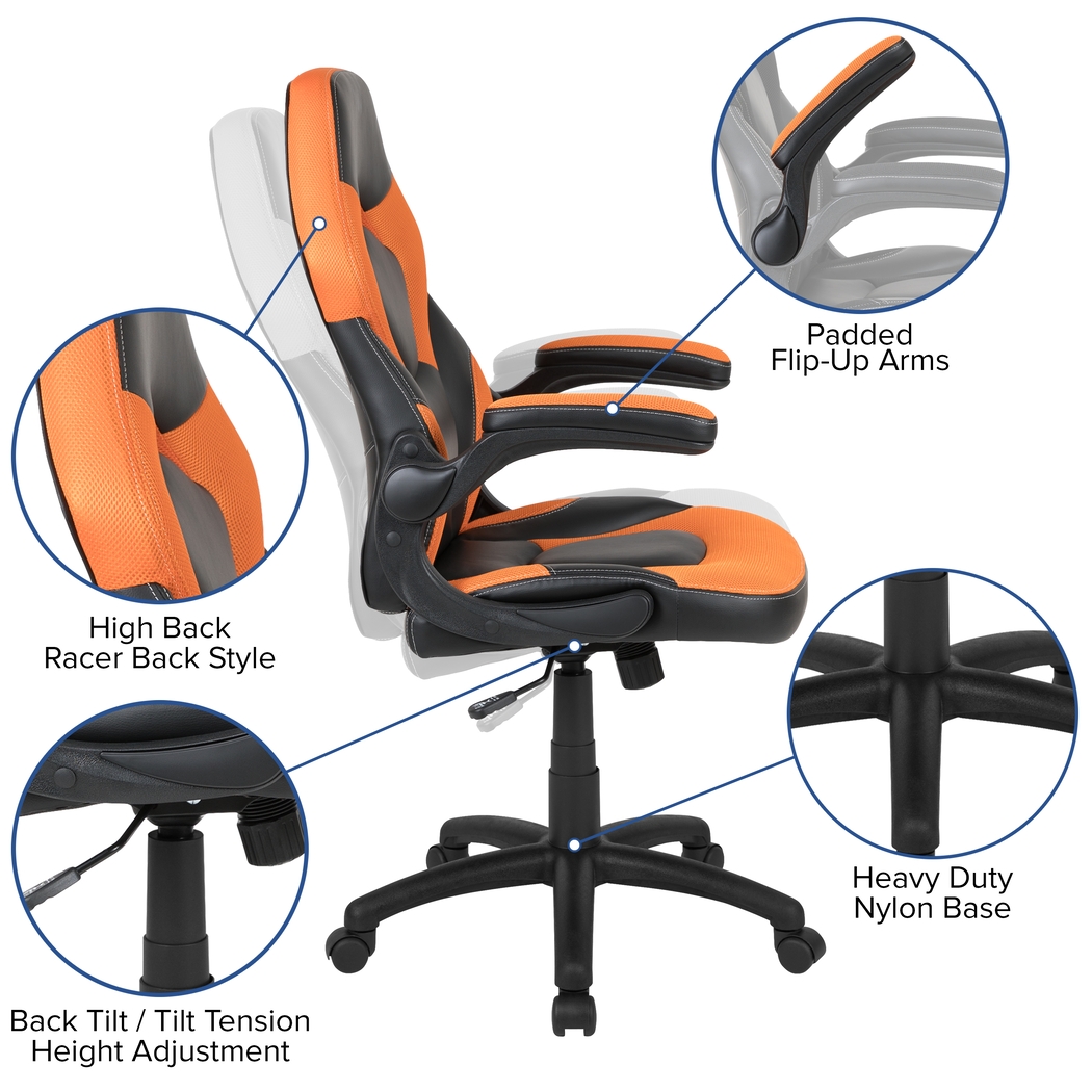 Kids Turole Red/Orange Gaming Desk and Chair Set - Thumbnail - Image 4