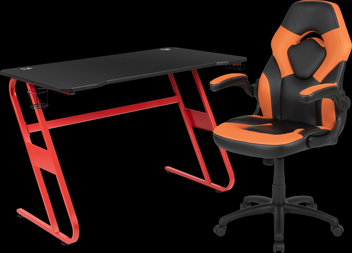 Kids Turole Red/Orange Gaming Desk and Chair Set - Thumbnail - Image 1