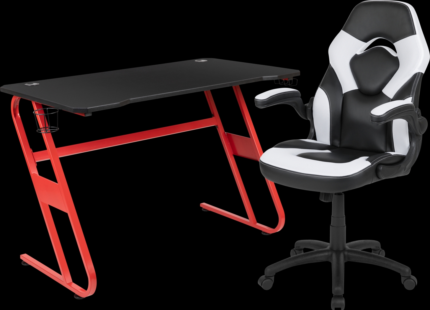 Kids Turole Red/White Gaming Desk and Chair Set - Thumbnail - Image 1