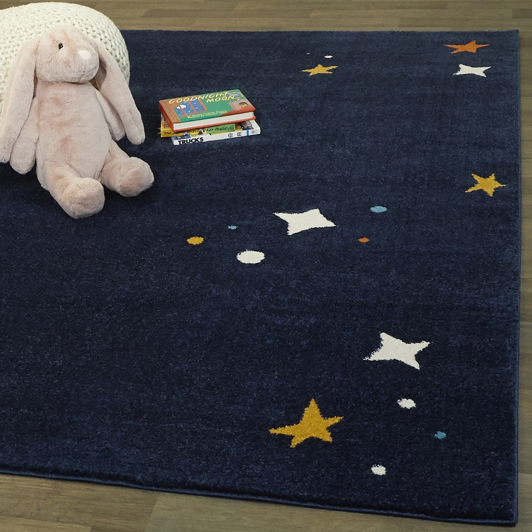 Kids Twinkly Night Navy 5'3 x 7' Rug - Thumbnail - Image 2