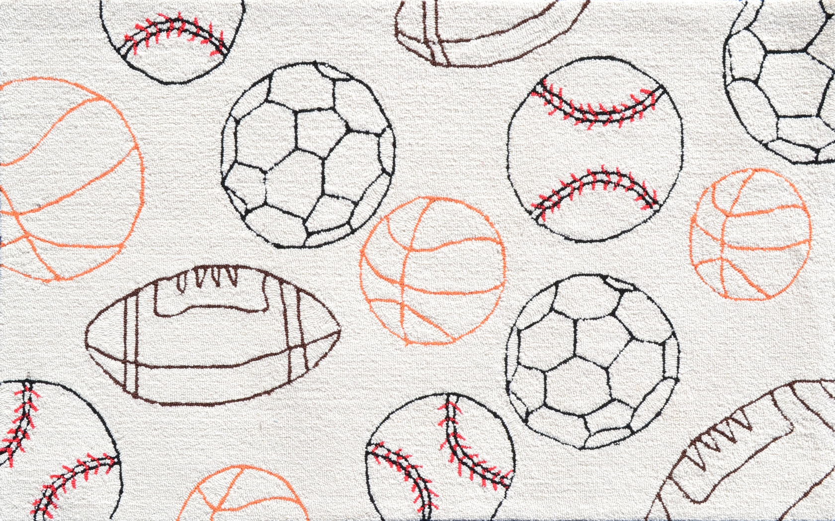 Kids Ultimate Ball Sports Cream 2'8 x 4'8 Rug - Thumbnail - Image 1
