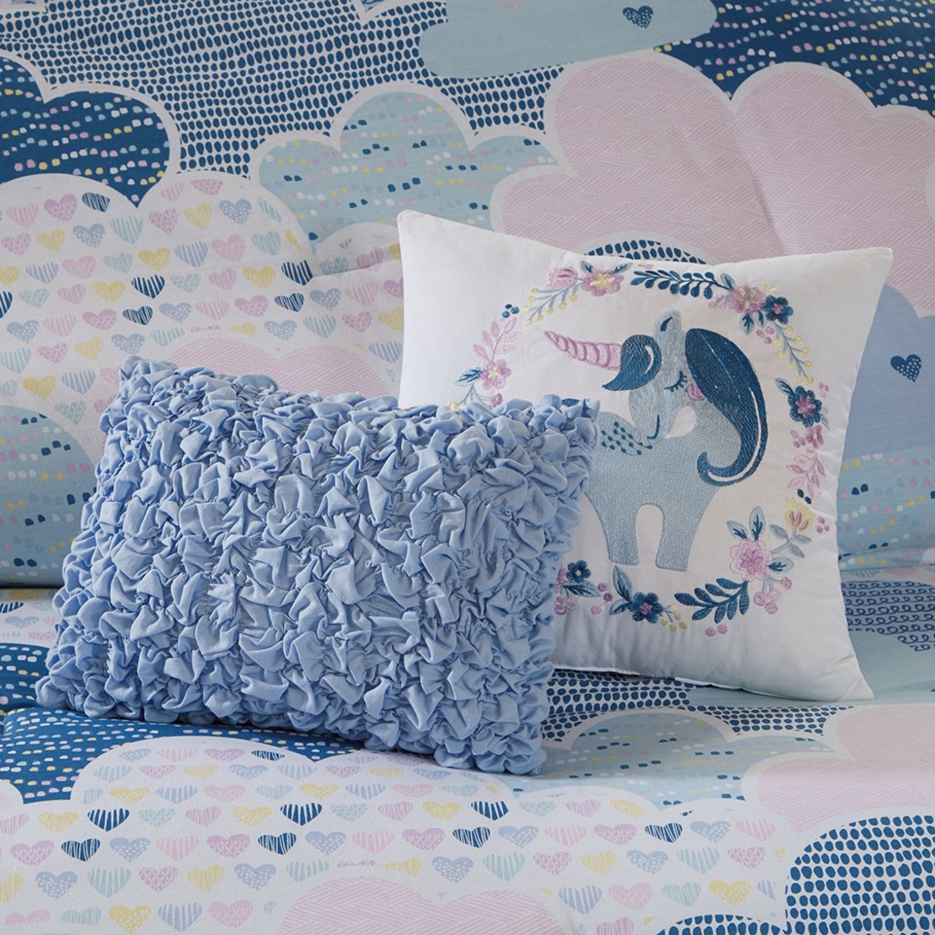 Kids Unicorn Clouds Blue Full Comforter Set - Thumbnail - Image 3