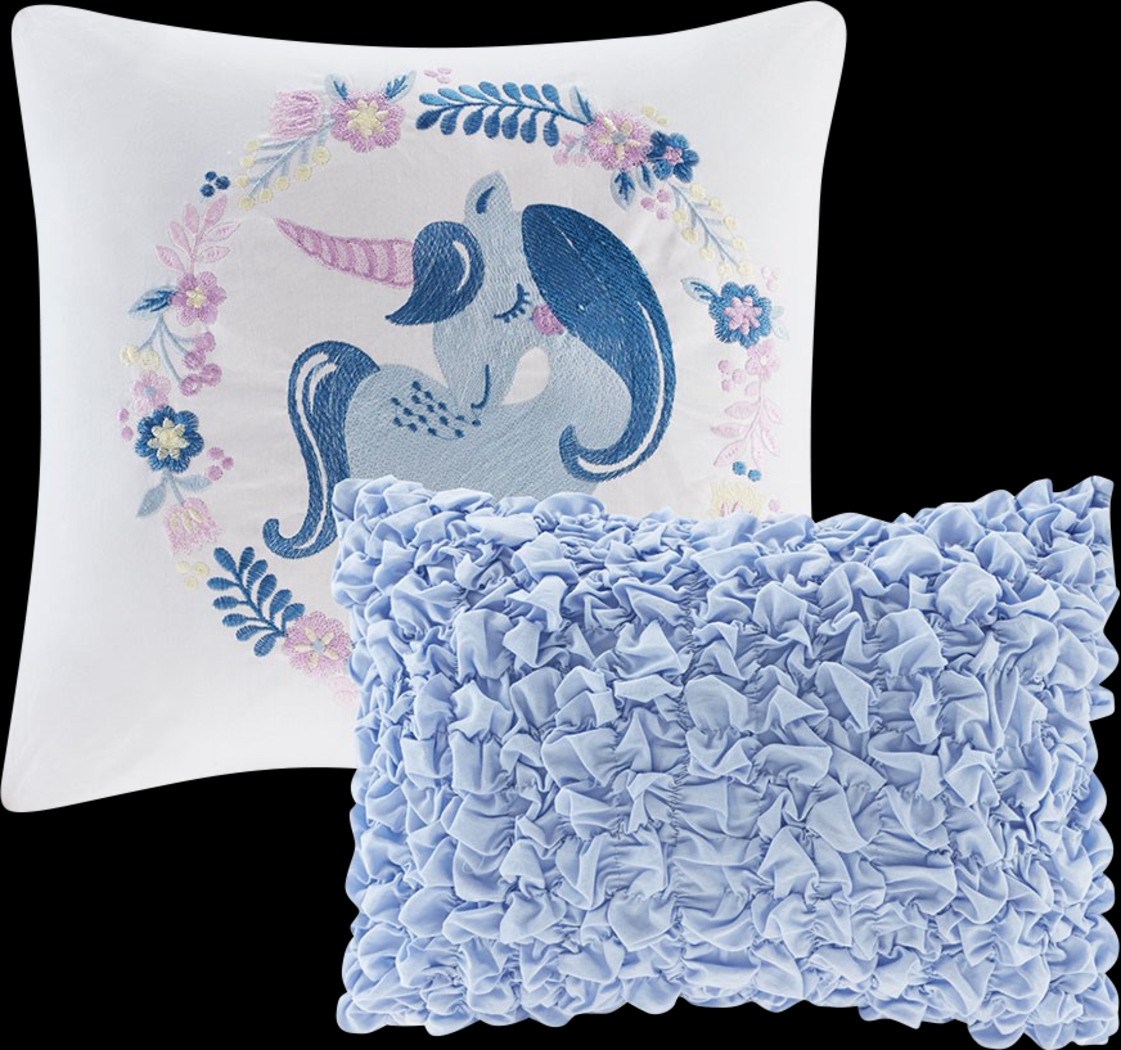 Kids Unicorn Clouds Blue Full Comforter Set - Thumbnail - Image 4