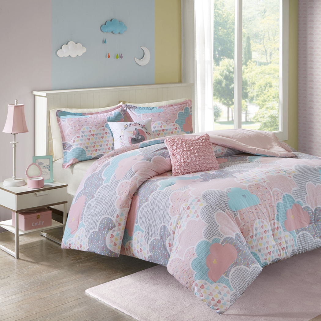 Kids Unicorn Clouds Pink Full/Queen Comforter Set - Thumbnail - Image 6