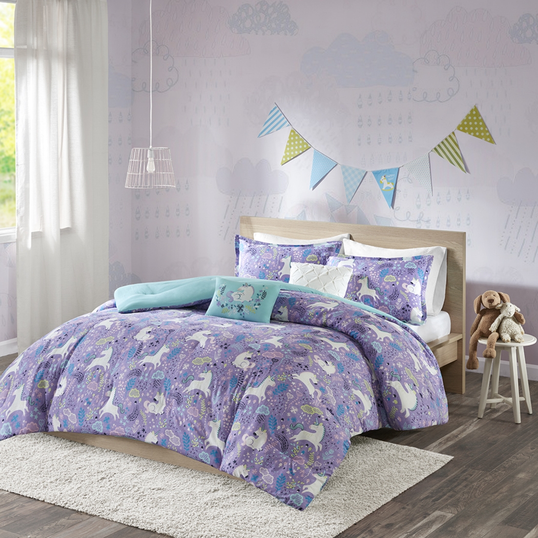 Kids Unicorn Dance Purple 4 Pc Twin Comforter Set - Thumbnail - Image 6