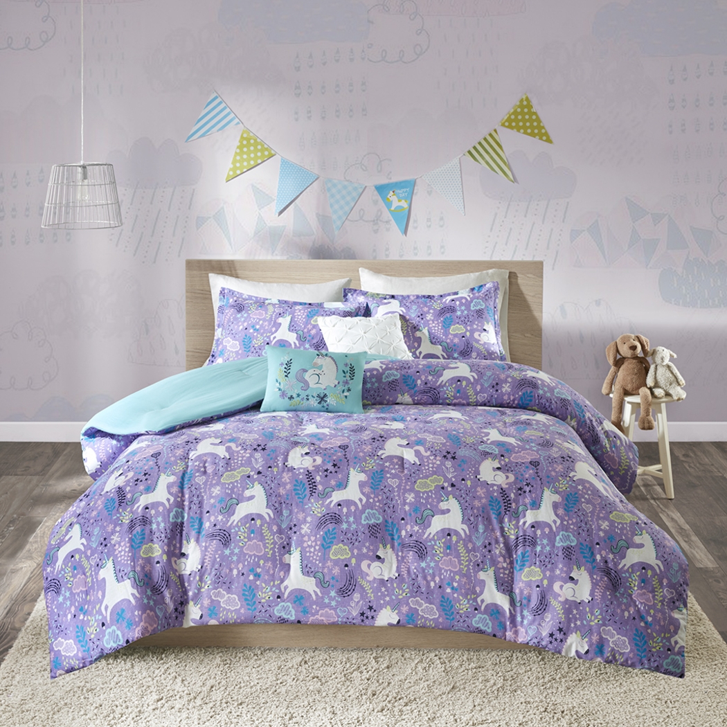 Kids Unicorn Dance Purple 4 Pc Twin Comforter Set - Thumbnail - Image 7