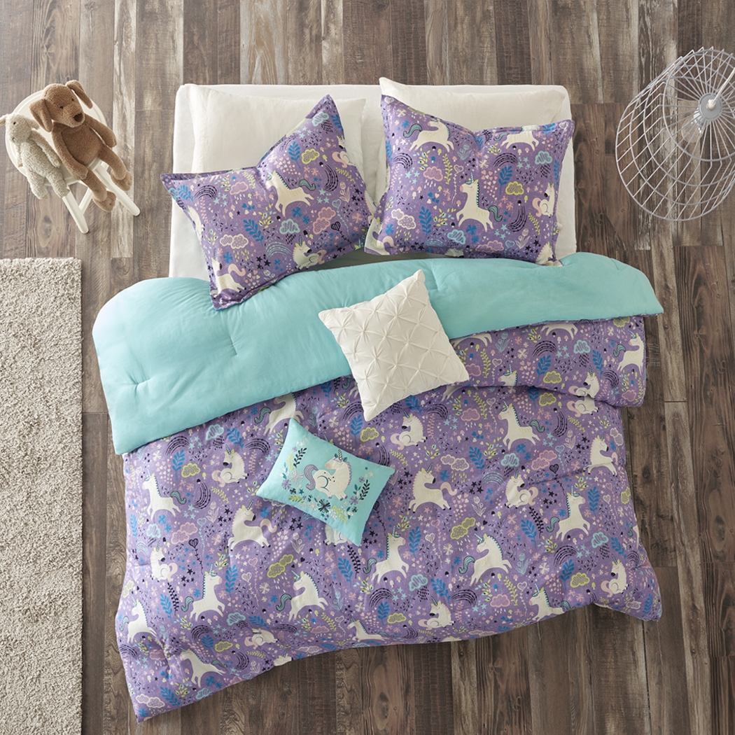 Kids Unicorn Dance Purple 4 Pc Twin Comforter Set - Thumbnail - Image 1