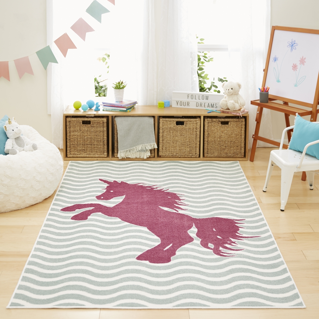 Kids Unicorn Way Gray 5' x 8' Rug - Thumbnail - Image 2