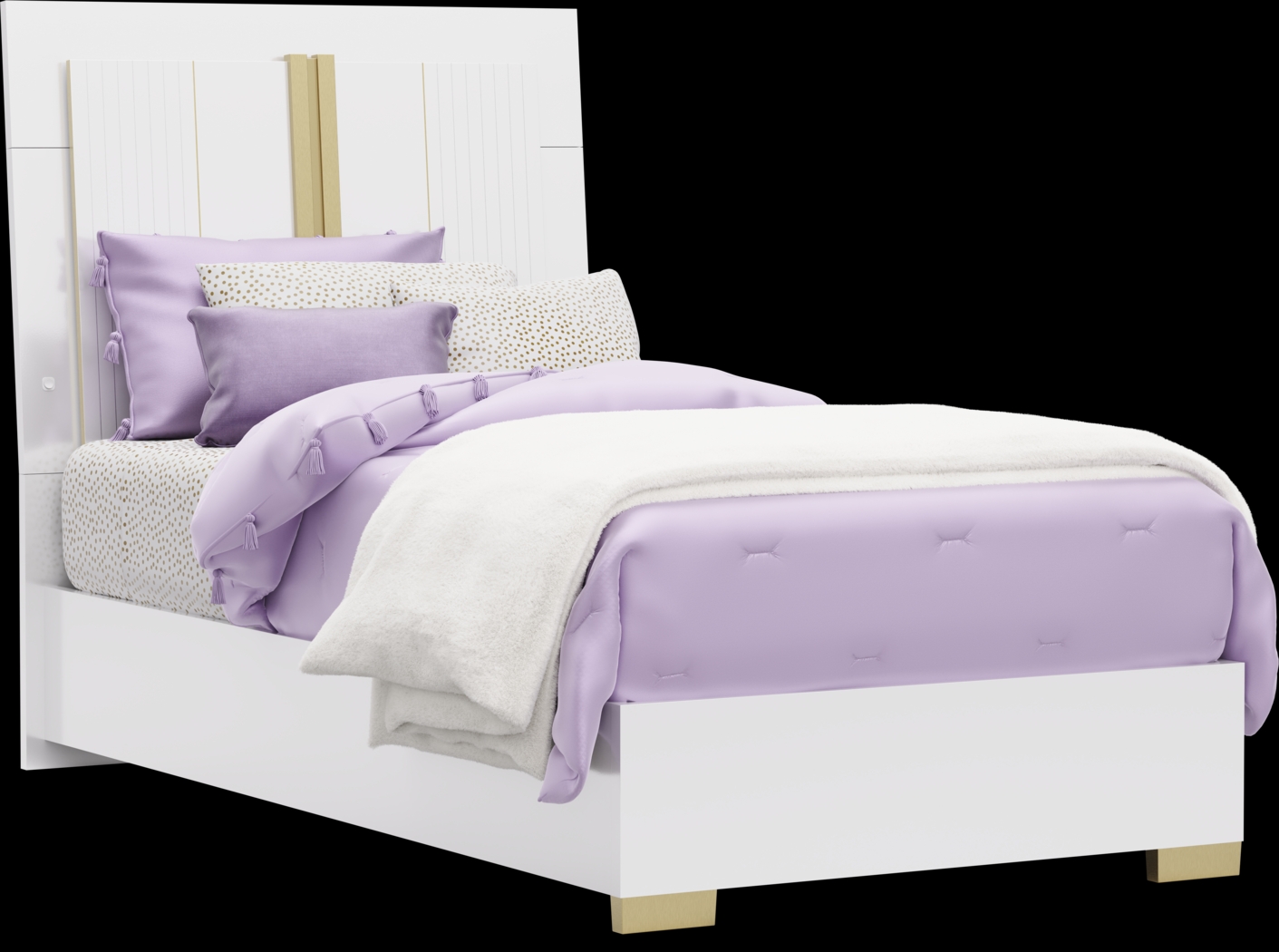 Kids Valentina White Twin Sleigh Bed - Thumbnail - Image 1