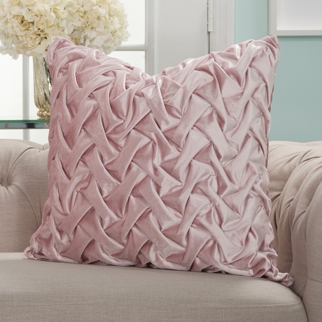Kids Velvet Ruche Pink Accent Pillow - Thumbnail - Image 3