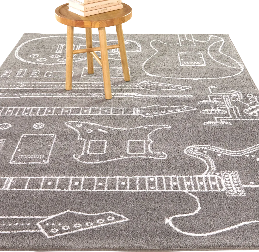 Kids Vesclub Gray 4'4 x 6' Rug - Thumbnail - Image 2