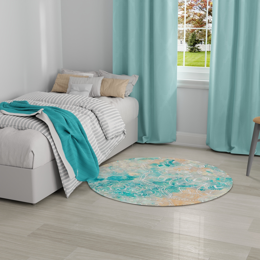 Kids Viggo Teal 5' Round Rug - Thumbnail - Image 2