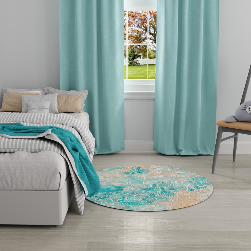 Kids Viggo Teal 5' Round Rug - Thumbnail - Image 3