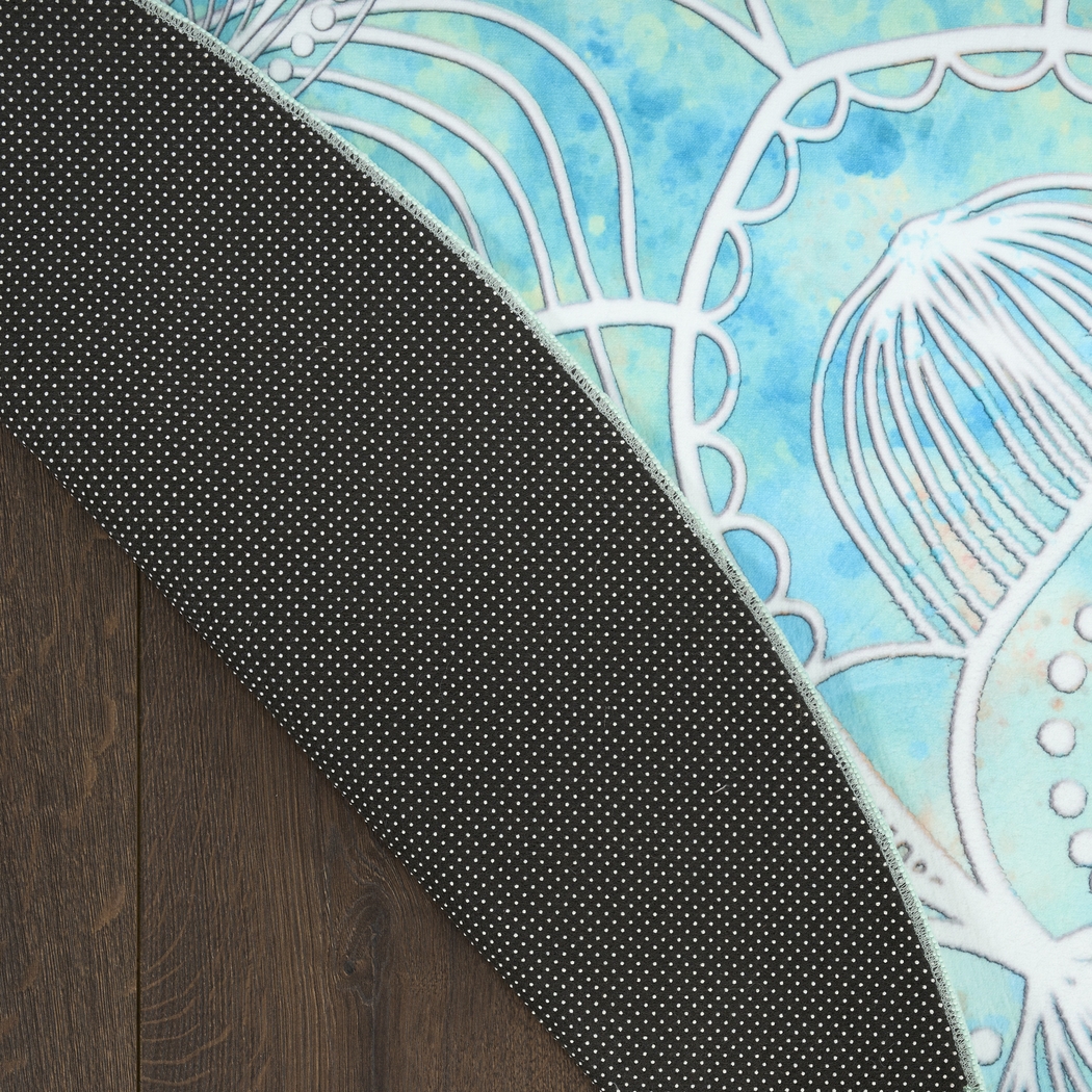 Kids Viggo Teal 5' Round Rug - Thumbnail - Image 5