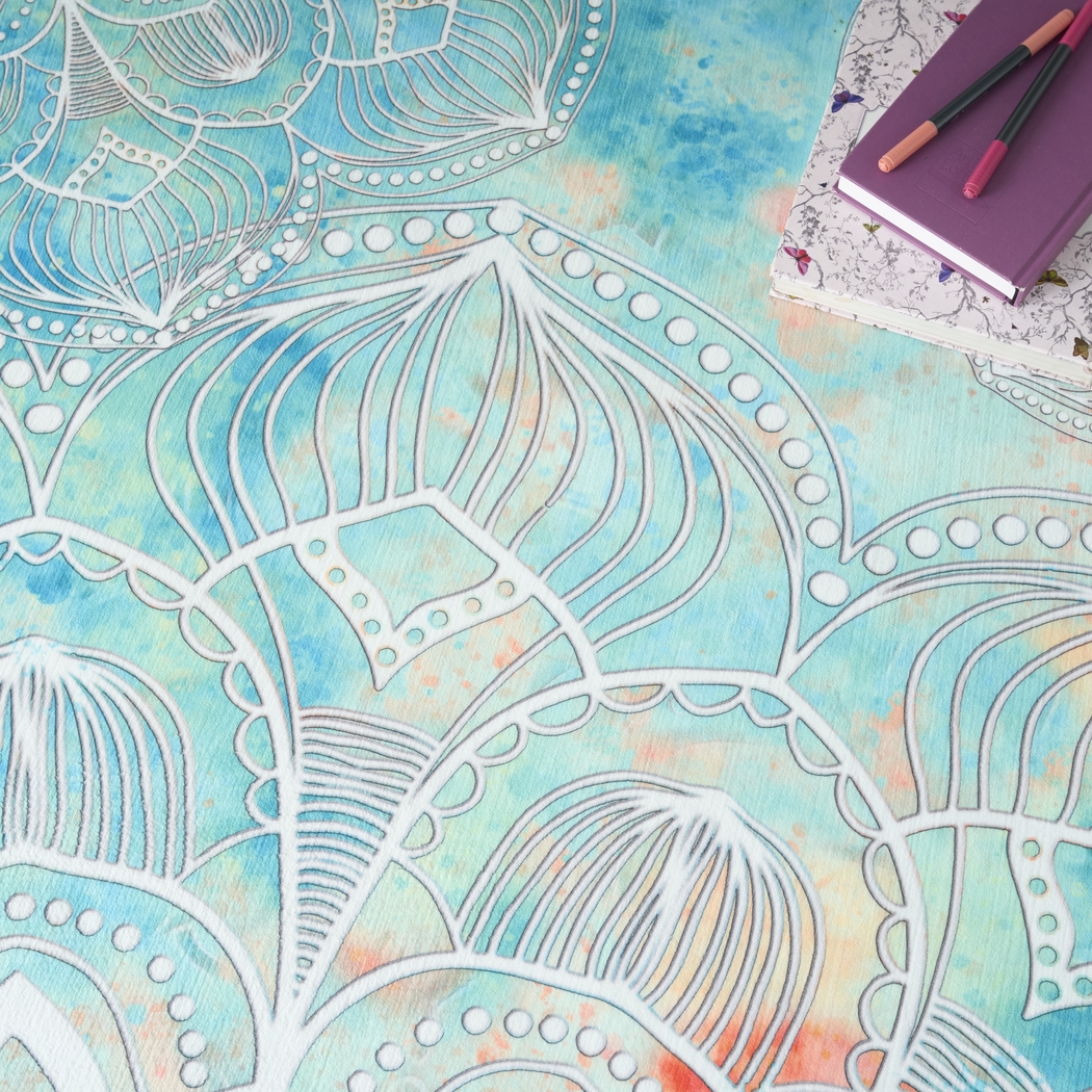 Kids Viggo Teal 5' Round Rug - Thumbnail - Image 7