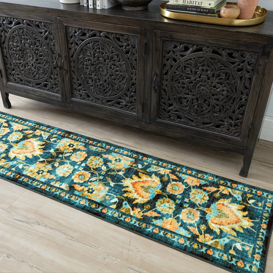 Kids Vine Life Denim 2' x 8' Runner Rug - Thumbnail - Image 3