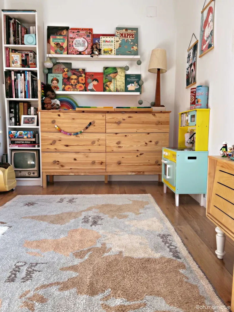 Kids Vintage Map Multi 4'7 x 6'7 Machine Washable Rug - Thumbnail - Image 2