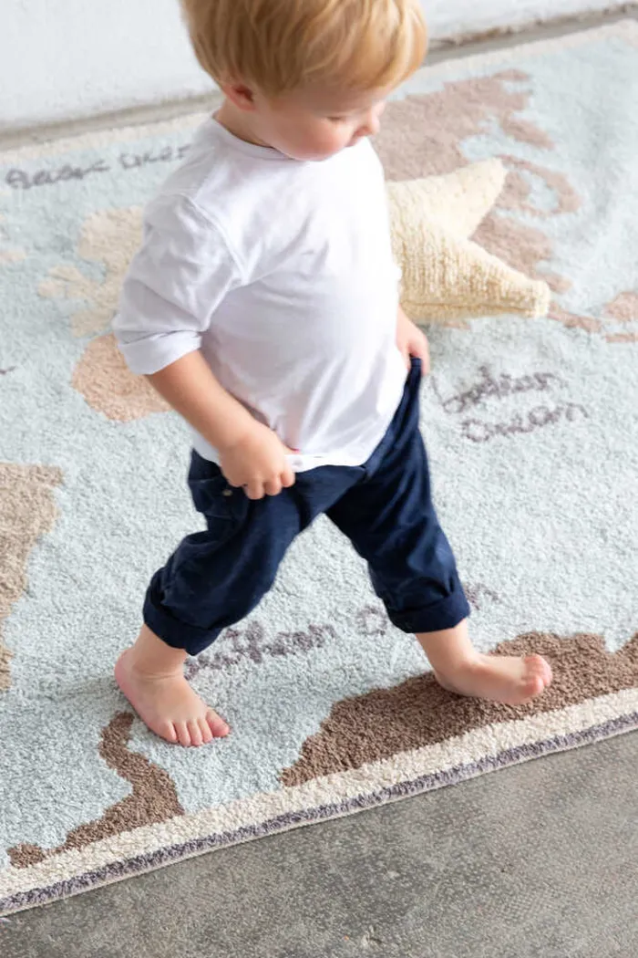 Kids Vintage Map Multi 4'7 x 6'7 Machine Washable Rug - Thumbnail - Image 4