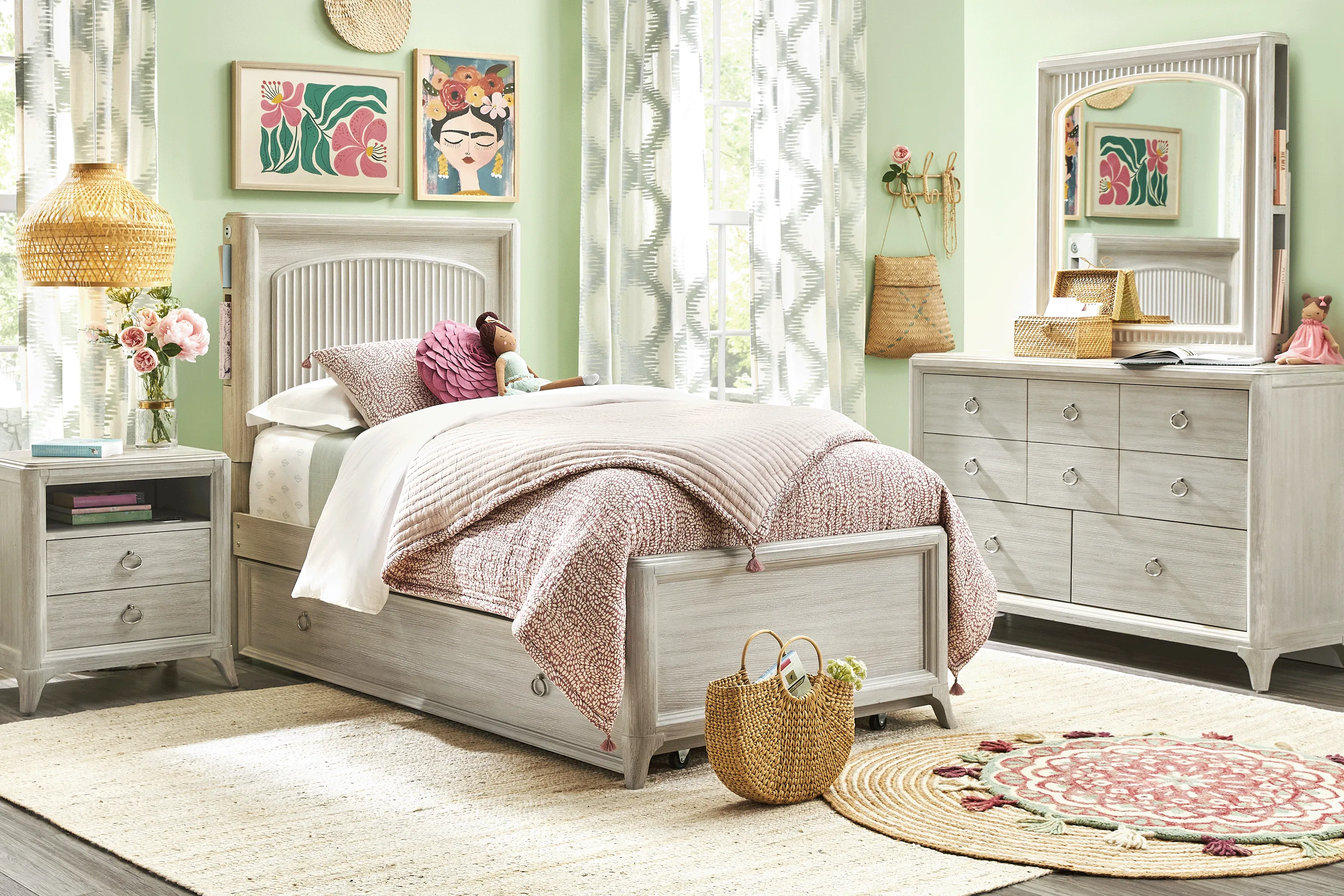 Kids Vivien Wirebrush Gray Mirror - Thumbnail - Image 2