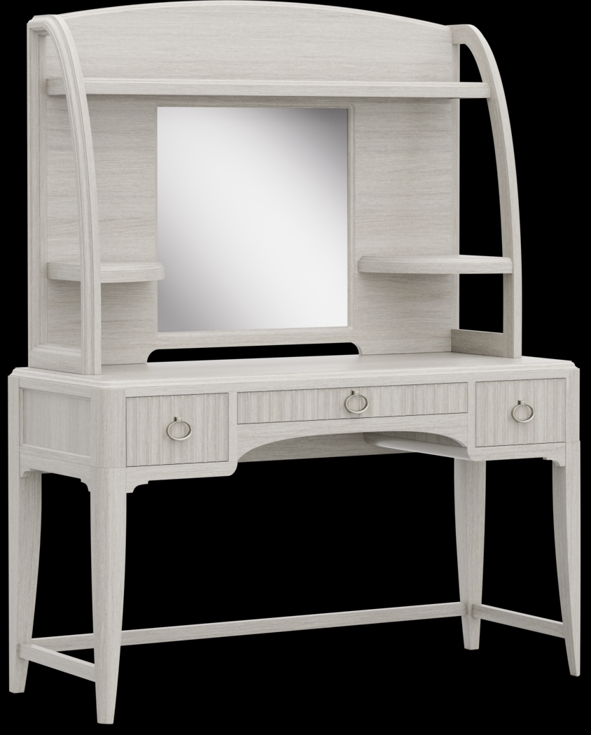 Kids Vivien Wirebrush Gray Vanity Desk and Hutch - Thumbnail - Image 3