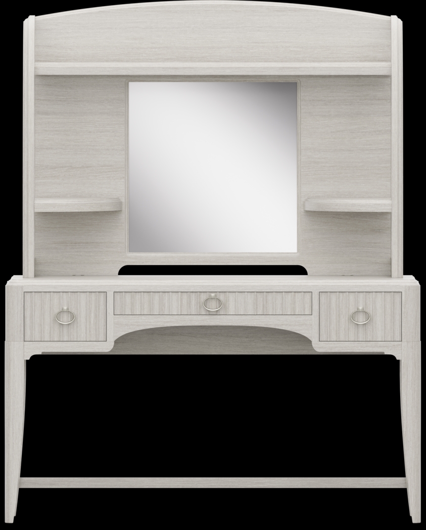 Kids Vivien Wirebrush Gray Vanity Desk and Hutch - Thumbnail - Image 1