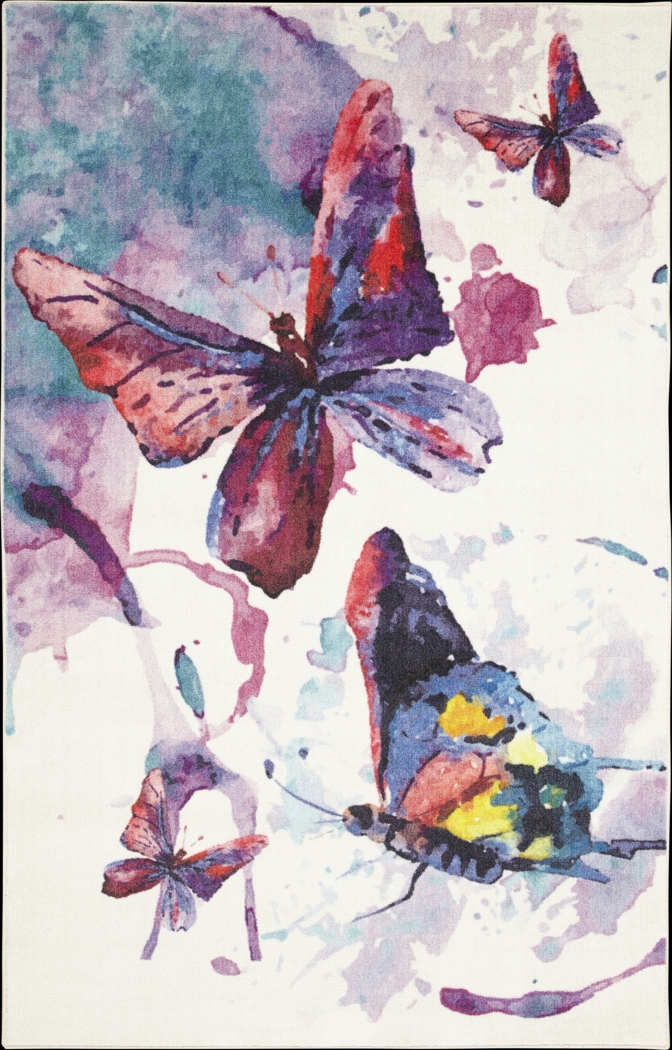 Kids Watercolor Flutter Purple 3' x 5' Rug - Thumbnail - Image 1