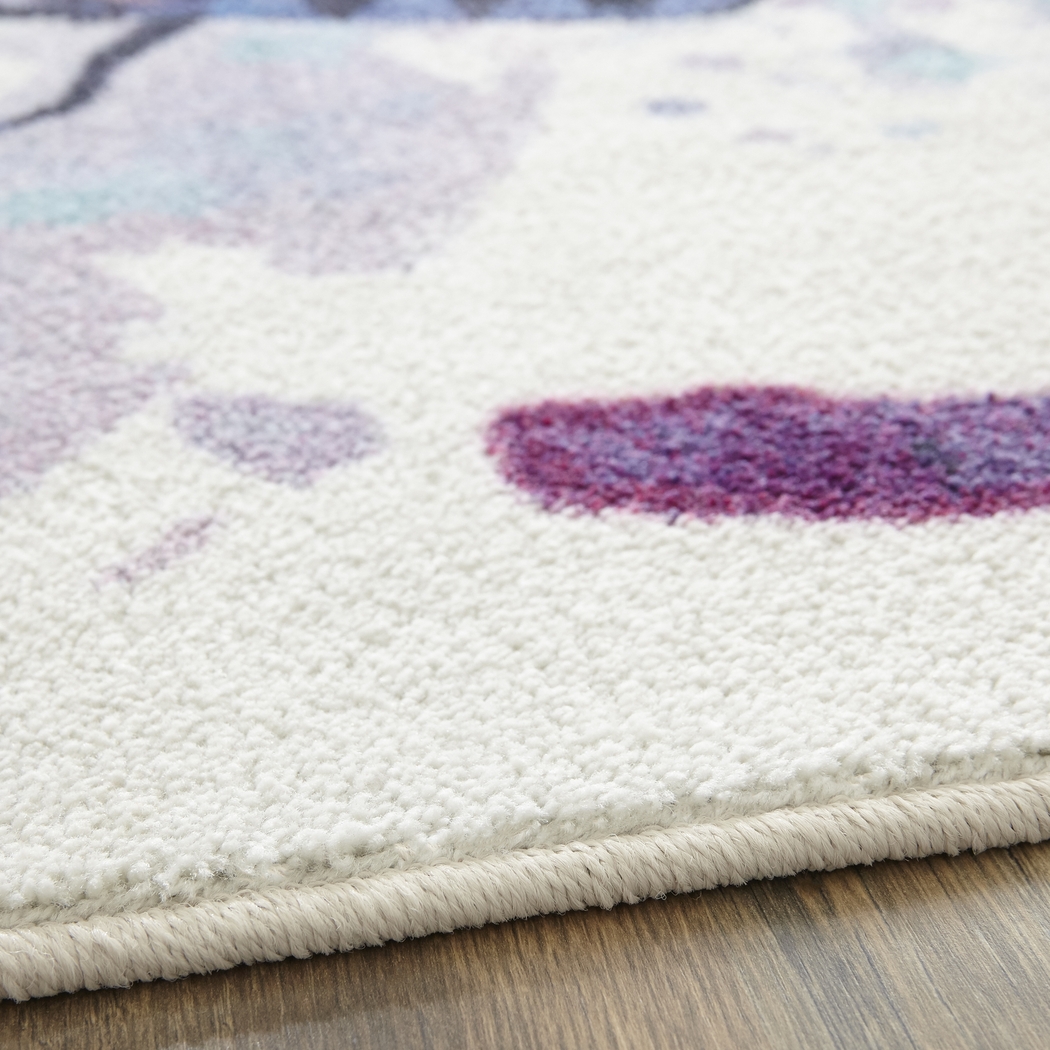 Kids Watercolor Flutter Purple 5' x 8' Rug - Thumbnail - Image 3