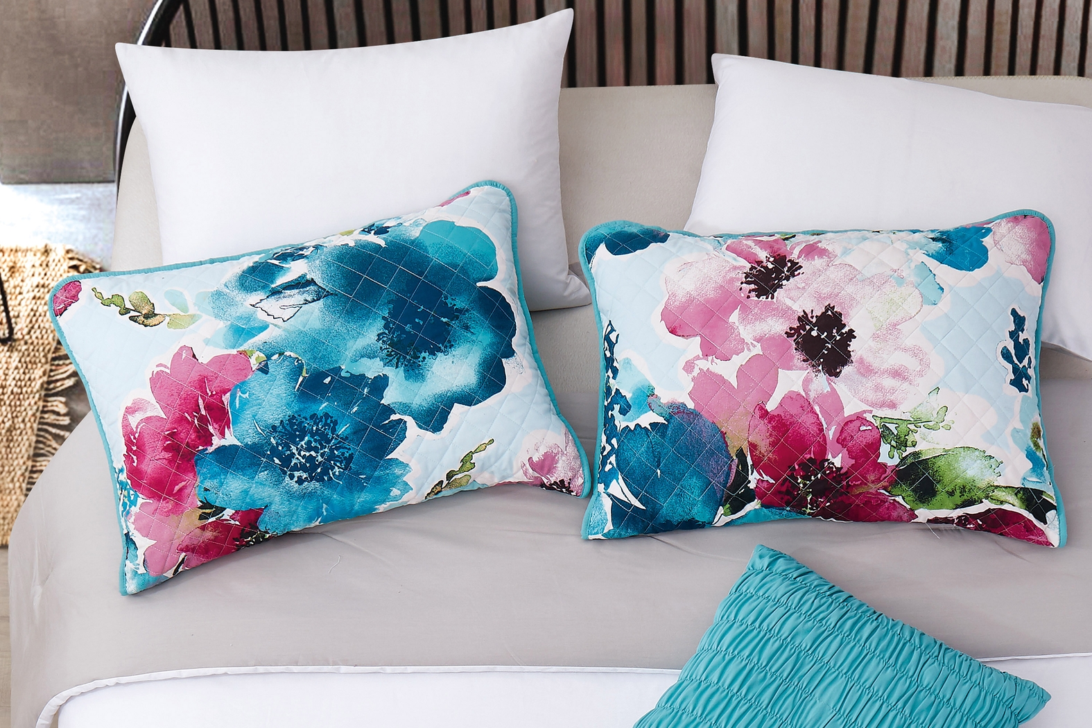 Kids Watercolor Quilt Teal 6 Pc Twin Comforter Set - Thumbnail - Image 3