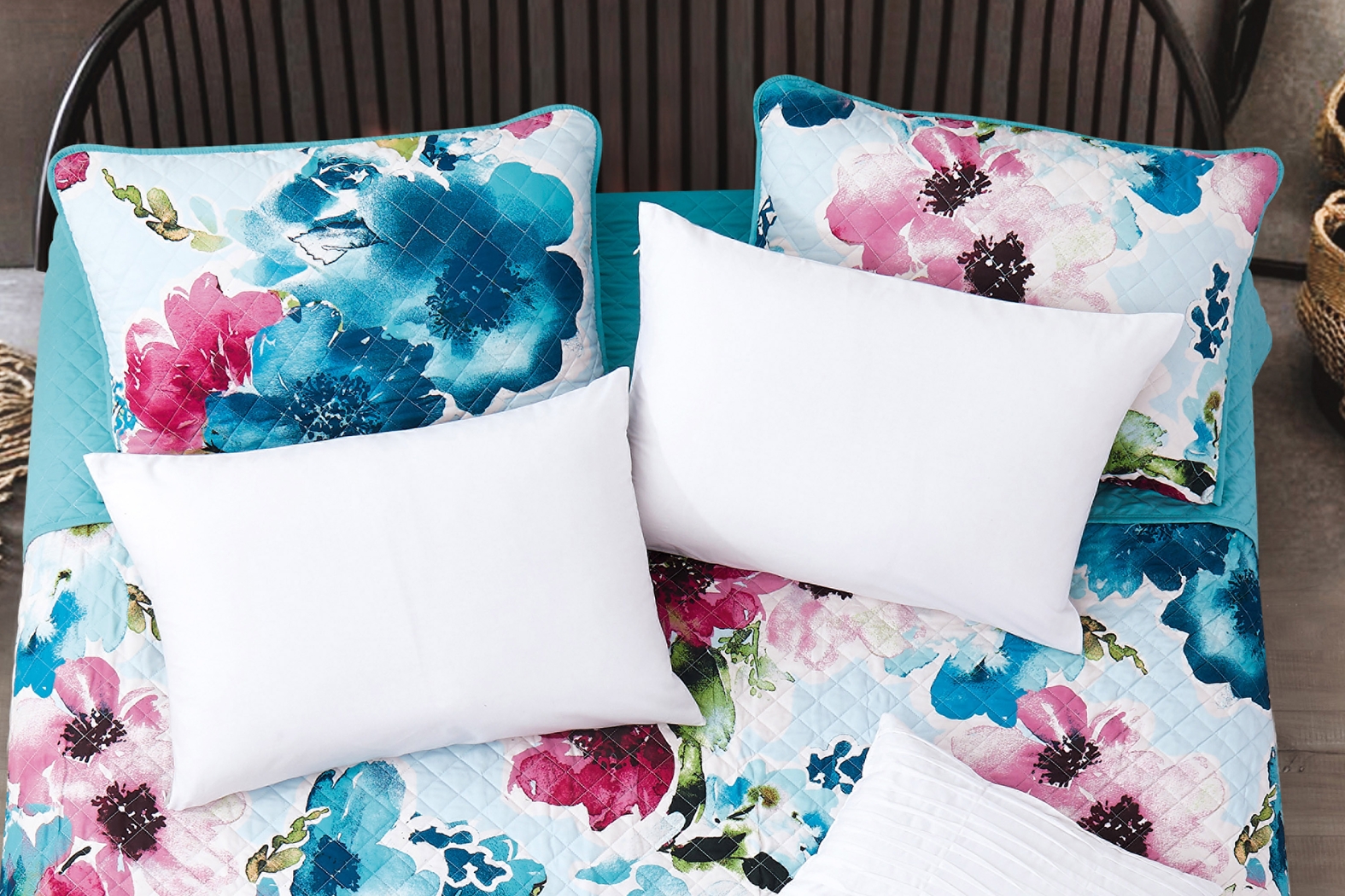 Kids Watercolor Quilt Teal 8 Pc Full/Queen Comforter Set - Thumbnail - Image 5