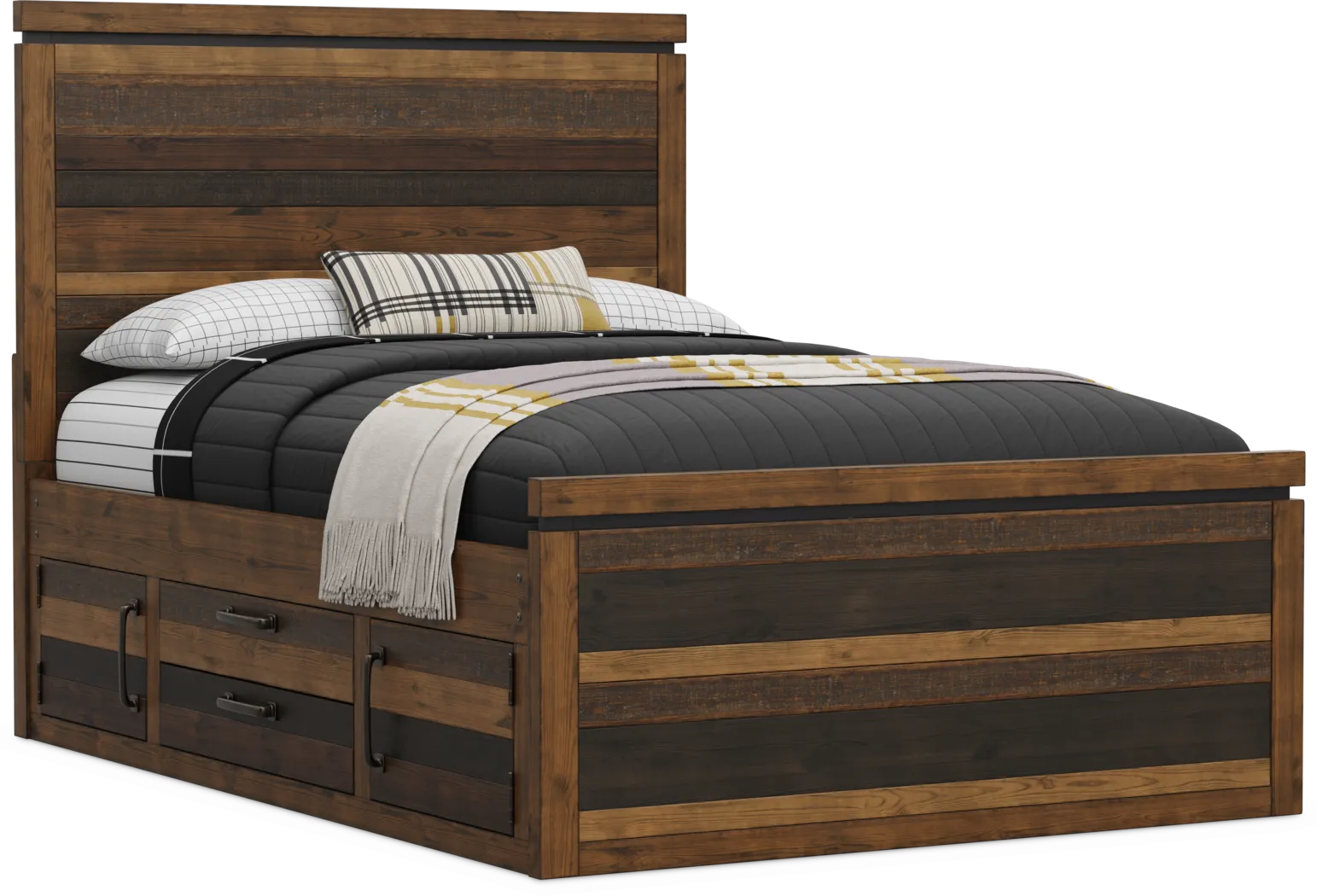 Kids Westover Hills Jr Brown Full Panel Bed with 2 Storage Side Rails - Thumbnail - Image 1