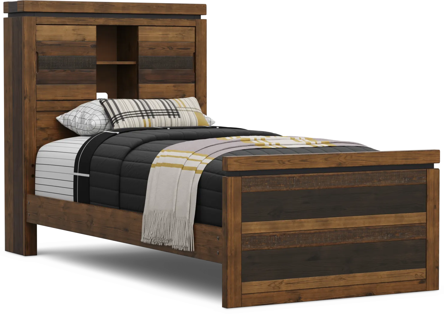 Kids Westover Hills Jr Brown Twin Bookcase Bed - Thumbnail - Image 1