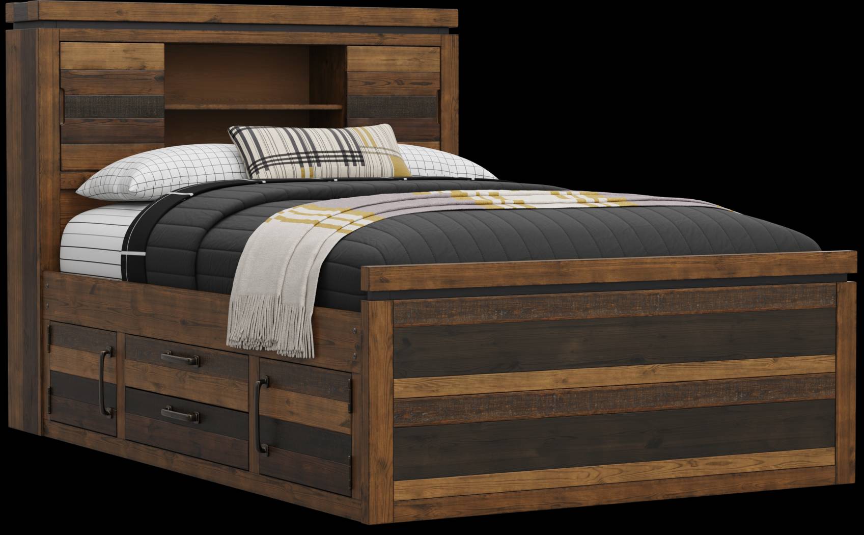 Kids Westover Hills Jr Brown Full Bookcase Bed with 2 Storage Side Rails - Thumbnail - Image 1