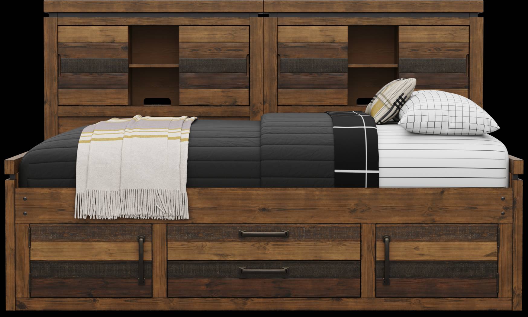 Kids Westover Hills Jr Brown Full Bookcase Wall Bed with Storage Side Rail - Thumbnail - Image 2