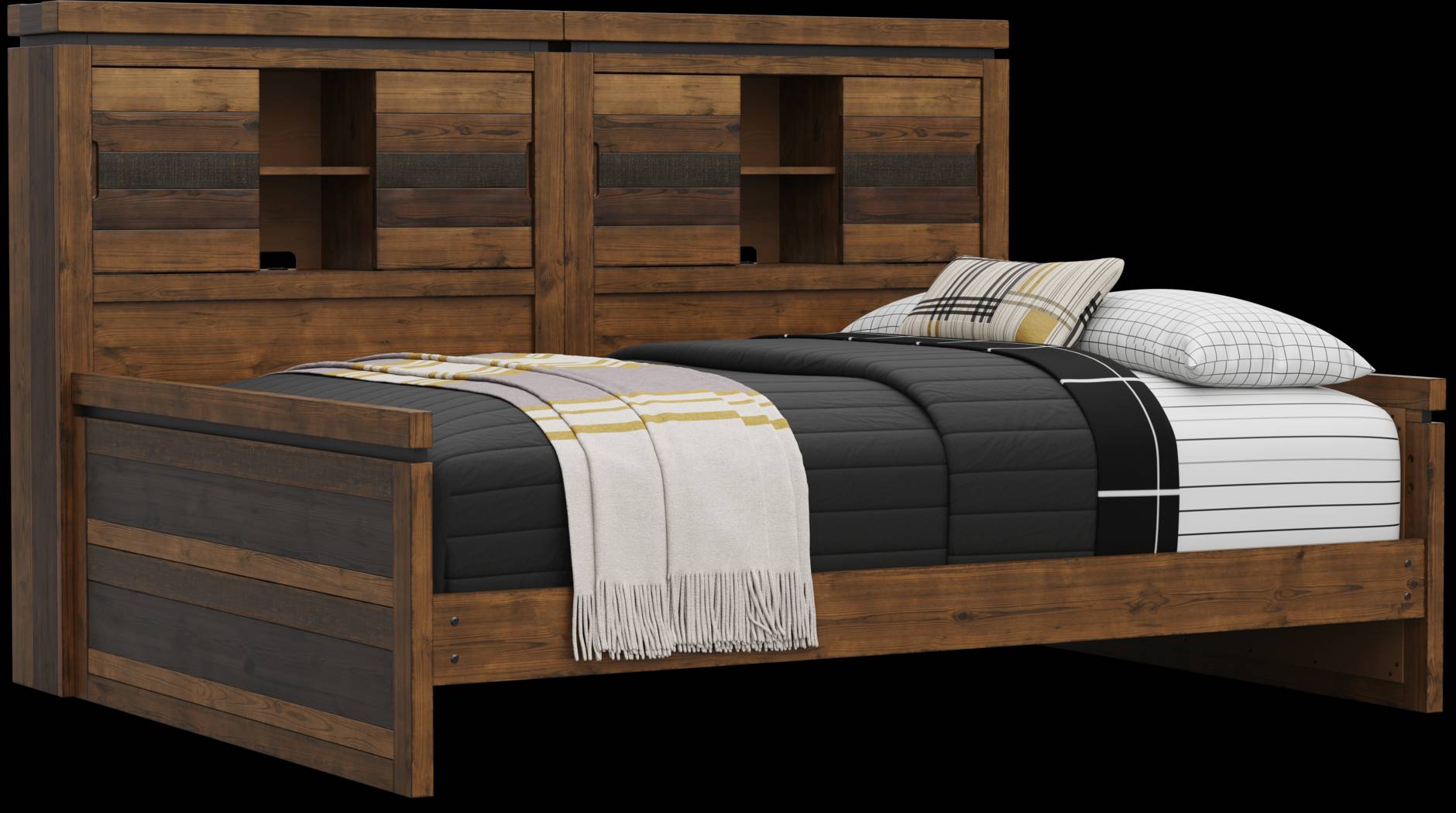 Kids Westover Hills Jr Brown Full Bookcase Wall Bed - Thumbnail - Image 1