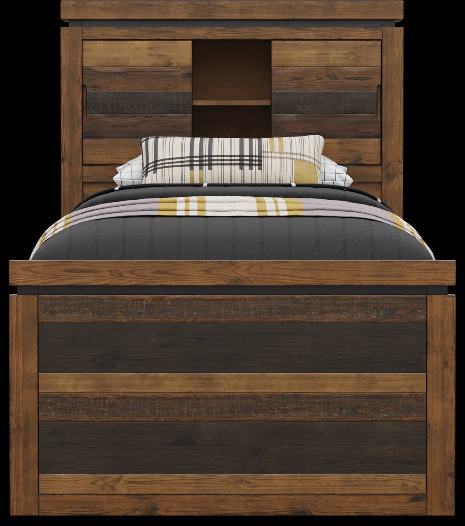 Kids Westover Hills Jr Brown Twin Bookcase Bed with 2 Storage Side Rails - Thumbnail - Image 2