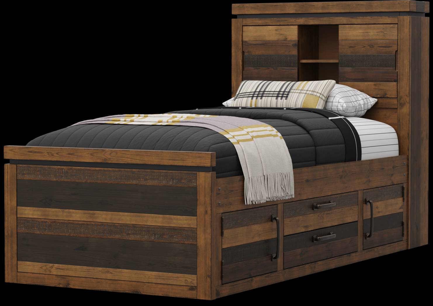 Kids Westover Hills Jr Brown Twin Bookcase Bed with 2 Storage Side Rails - Thumbnail - Image 3