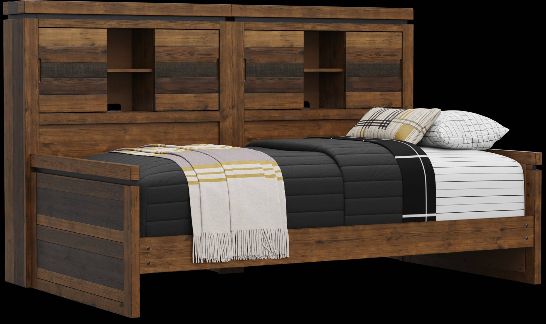 Kids Westover Hills Jr Brown Twin Bookcase Wall Bed - Thumbnail - Image 1