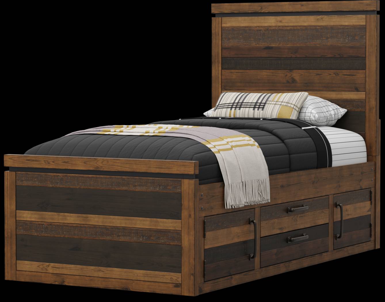 Kids Westover Hills Jr Brown Twin Panel Bed with 2 Storage Side Rails - Thumbnail - Image 3